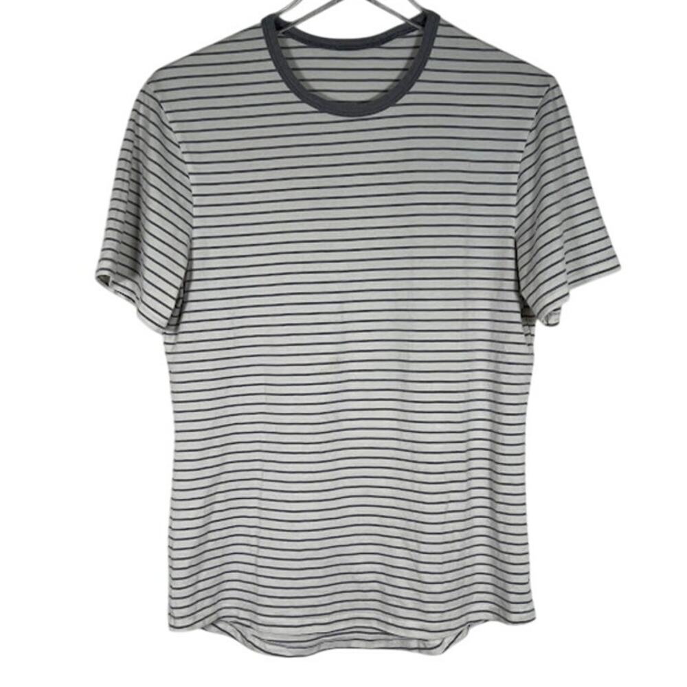 Lululemon 5 Year Basic Tee S Updated Fit Raven Stripe White Light Cast Top
